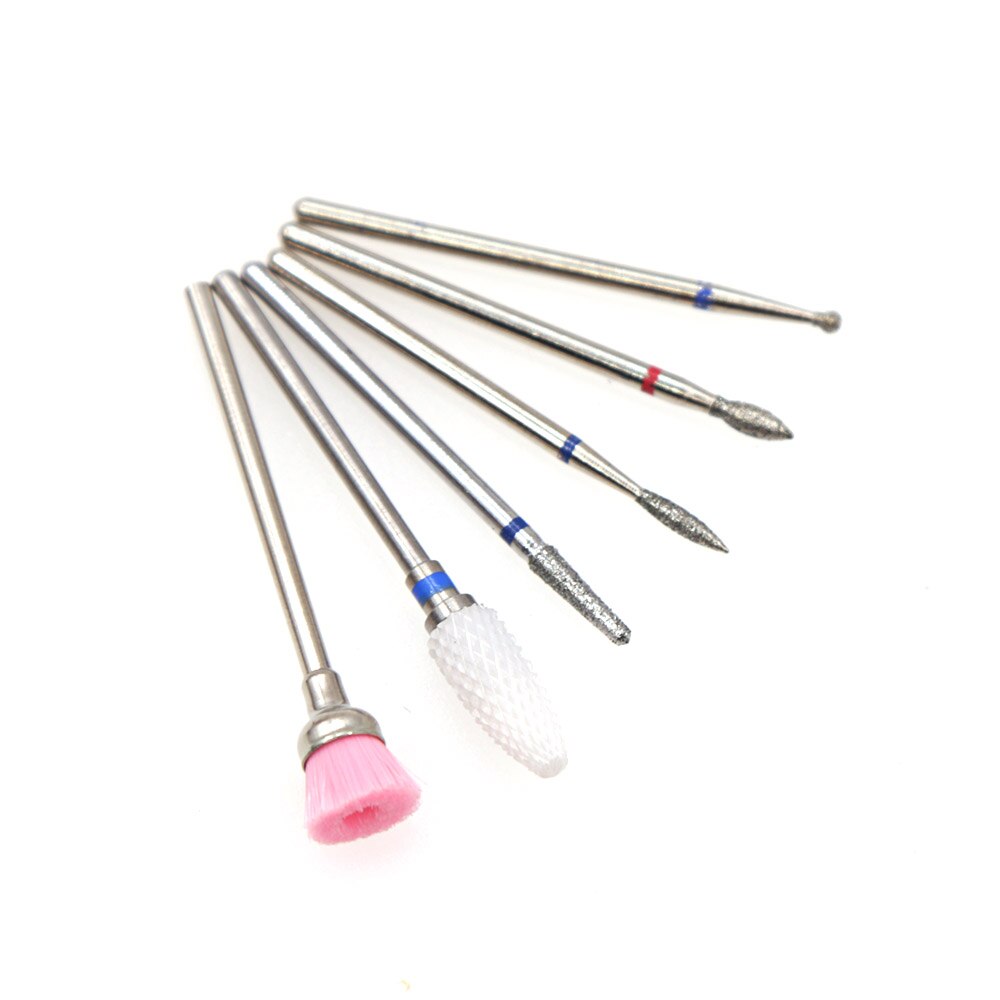 6 Stuks Nail Drill Bit Set Diamond Keramische Nozzle Voor Manicure Elektrische Frees Voor Manicure Machine Frees Voor nail: Light Grey