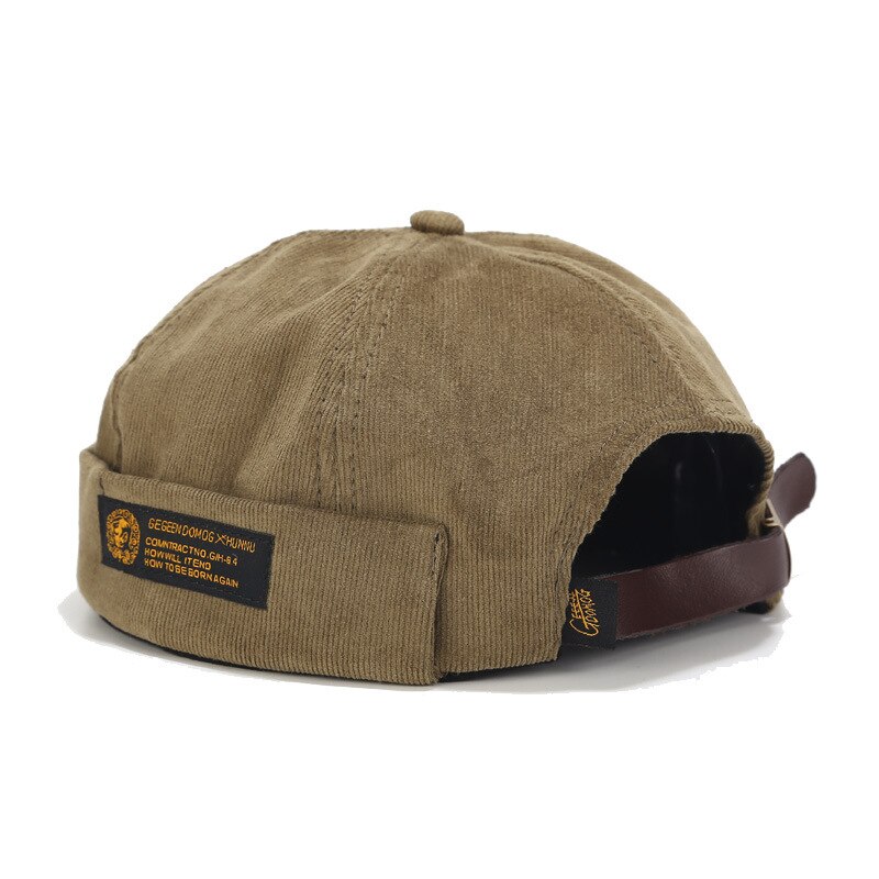 Bonnet rétro en velours côtelé pour hommes, casquette de motard Docker originale, sans bords, tendance Hip-hop, chapeau d'automne et garde au: green