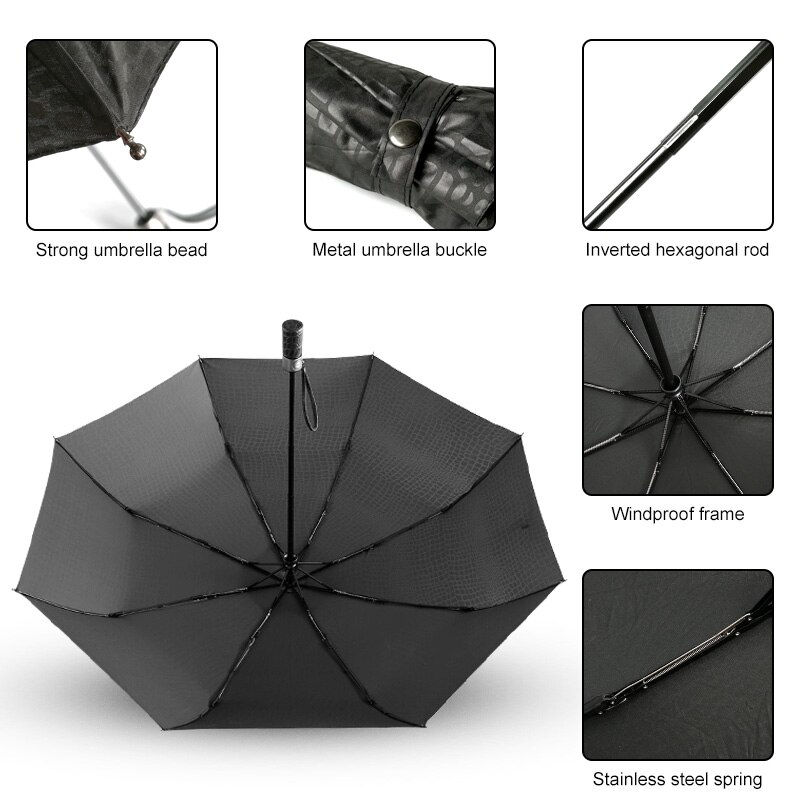 Umbrella Men Winproof Strong Umbrellas Fully Automatic Large Imitation Leather Umbrella Parasol Paraguas