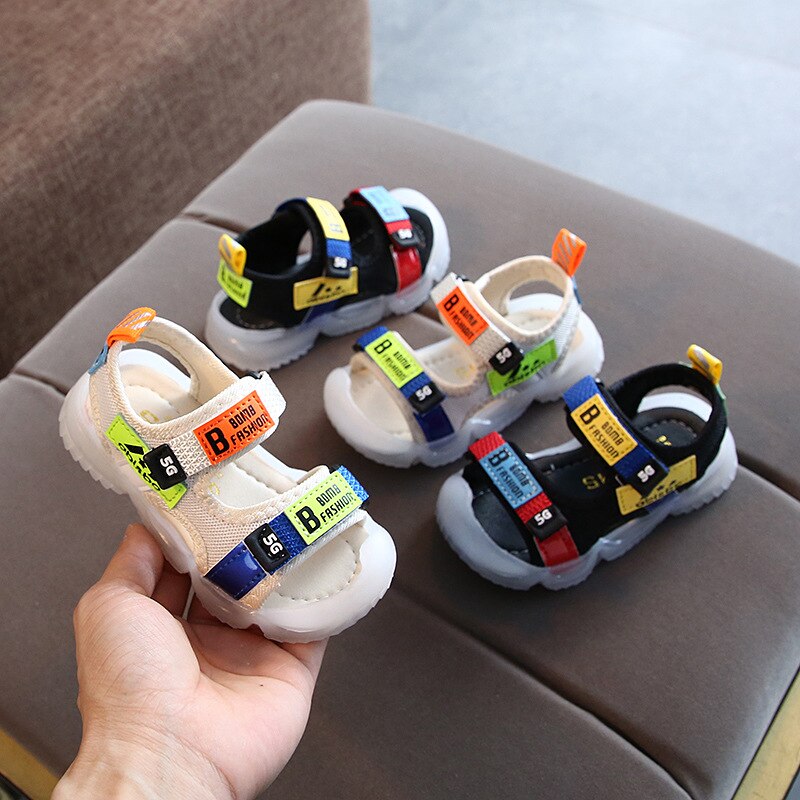 Größe 22-31 Mädchen Weichen Boden Baotou Sandalen Baby Atmungsaktive Haken Schleife Schuhe Kinder Anti-rutschig Schuhe Jungen casual Sandalen