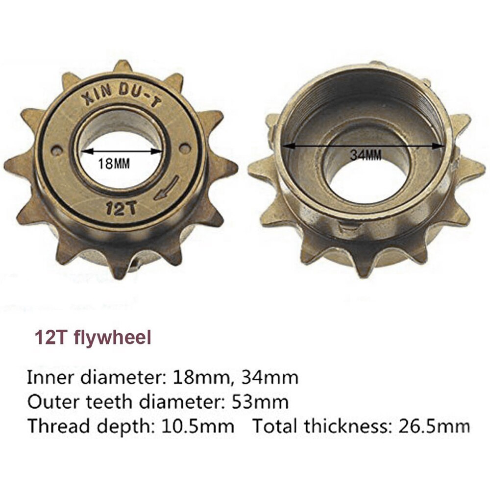 12T 14T 16T Teeth 34MM Single Speed Freewheel Flywheel Sprocket Bicycle Bike Gear