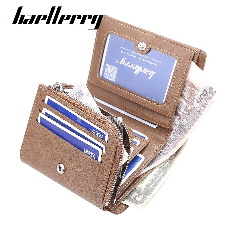 Baellery marca homem carteiras masculino curto multi cartão três-fold pequena carteira fina fivela bolsa de moedas masculino