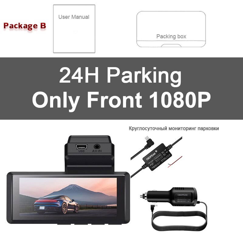 Mini Smart DVR Dash Camera Car Dvr FHD 1080P WDR G-Sensor Night Vision Large Wide Angle Video Recorder Dashcam Front and Rear: Single Lens-24H Park / With 64G Card