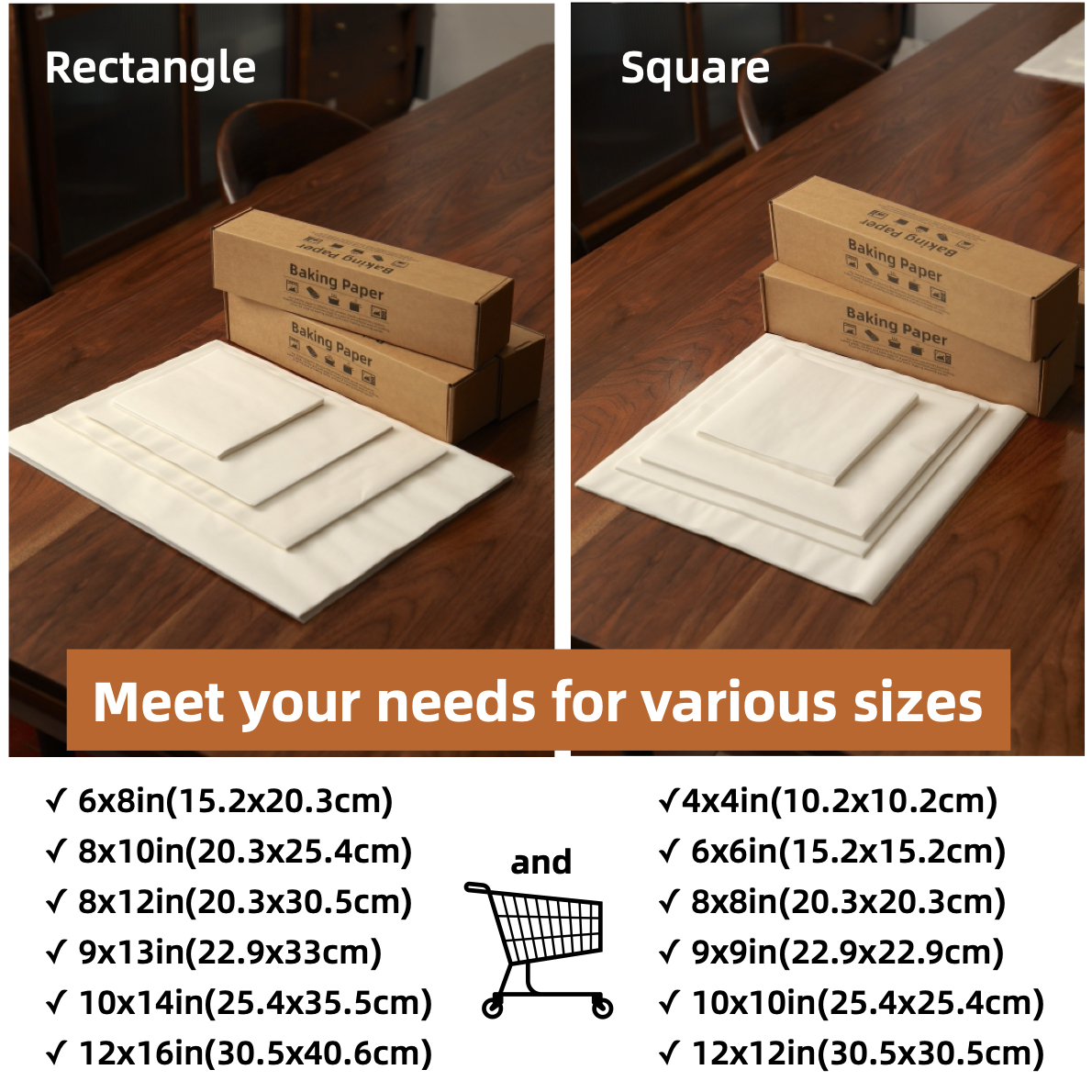 Parchment Paper Baking Paper 4"6"8"9"10"12" Precut Non-Stick Grilling Food Packaging Oven Air Fryer Steaming Bread Cake Cookie