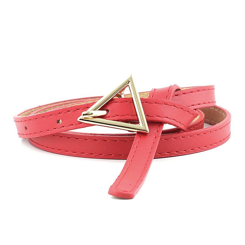 Persoonlijkheid Vrouwen Lederen Dunne Riem Metalen Driehoek Pin Gesp Taille Riemen Mode Dames Jurk Jeans Tailleband: Red