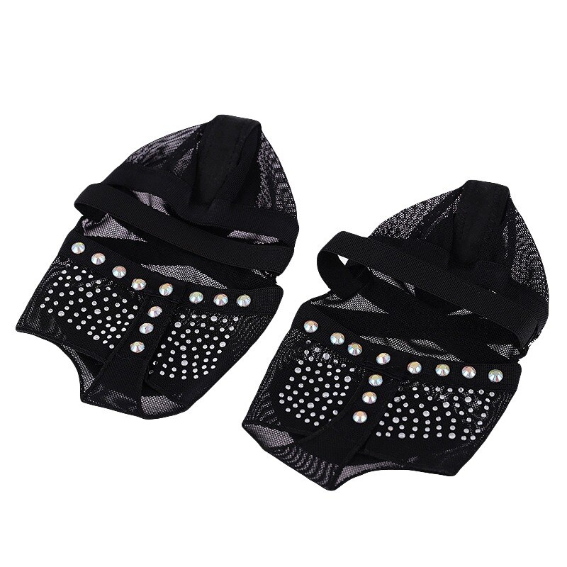 Footcover Ballet Dance Socks Foot Thong Toe Pad Rhinestones Mesh Half Shoes Dance Practice Shoes Half Shoes Ballet