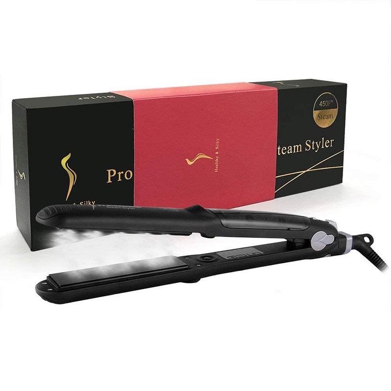 Flat Steam Iron Hair Straightener Ceramic Vapor with Argan Oil Infusion Straightening Hair Flat Iron Steampod