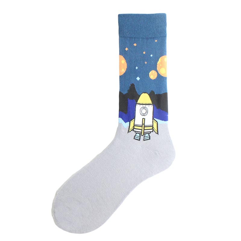 Gelukkig Kleurrijke Grappige Sokken Mannen Skateboard Shark Dinosaurus Astronaut Planeet Divertidos Hip Hop Sokken Harajuku Unisex Crew Sokken: 3