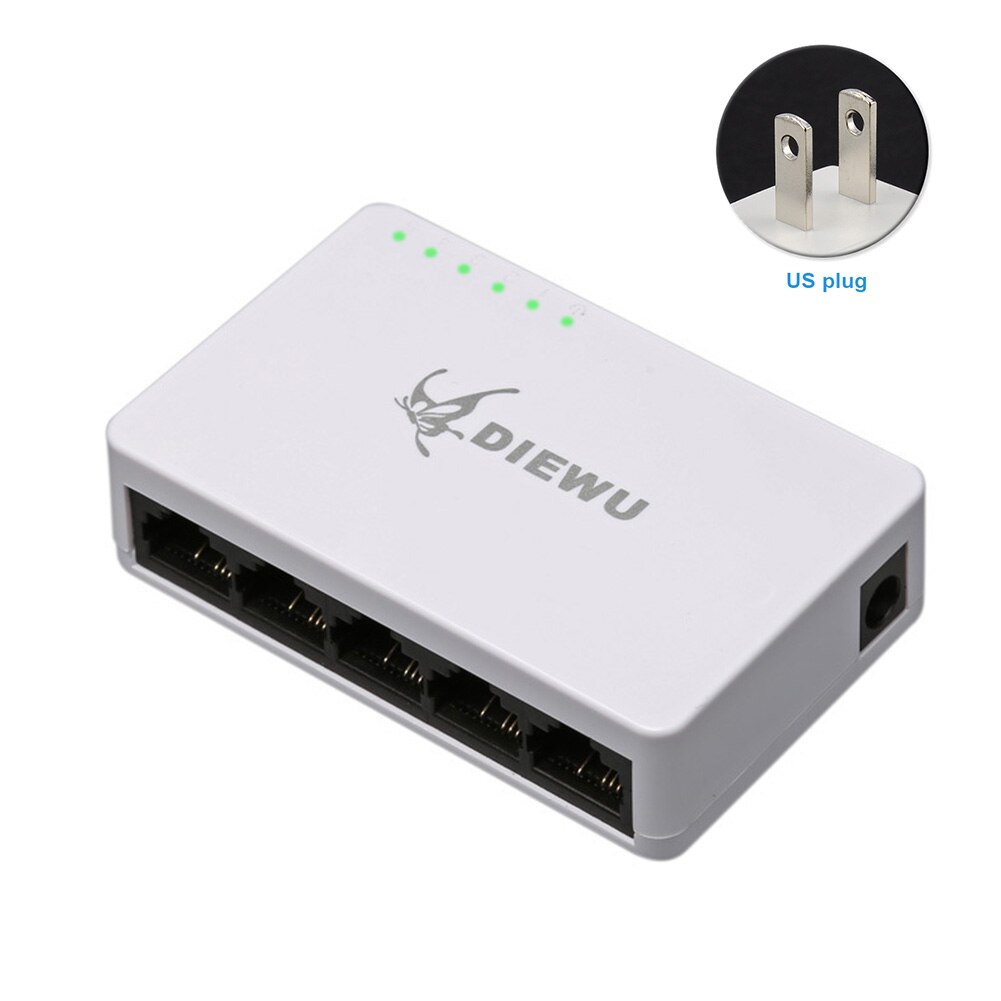 Home 5 Port Mini Hub Splitter Ethernet Switch Self Adaptive Wall Hanging 100 Mbps Desktop Network Universal LAN Full Half Duplex