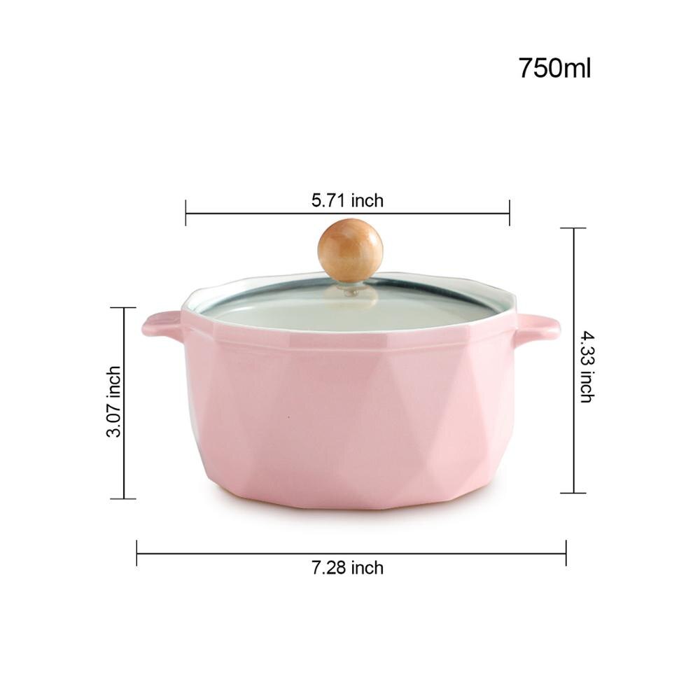 Keramisk bolle med stor kapasitet, keramisk stekepanne/skål, pastabolle, stor suppeskål, husholdnings keramikkskål, bærbar bolle: Rosa
