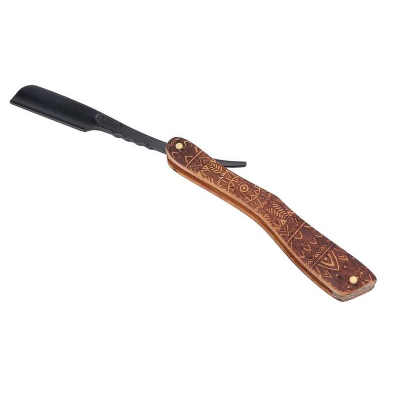 Straight Edge Blade Holder Folding Storage Rosewood Manual Shaving Blade Holder Zinc Alloy Prevent Slip Handle Comfortable Grip