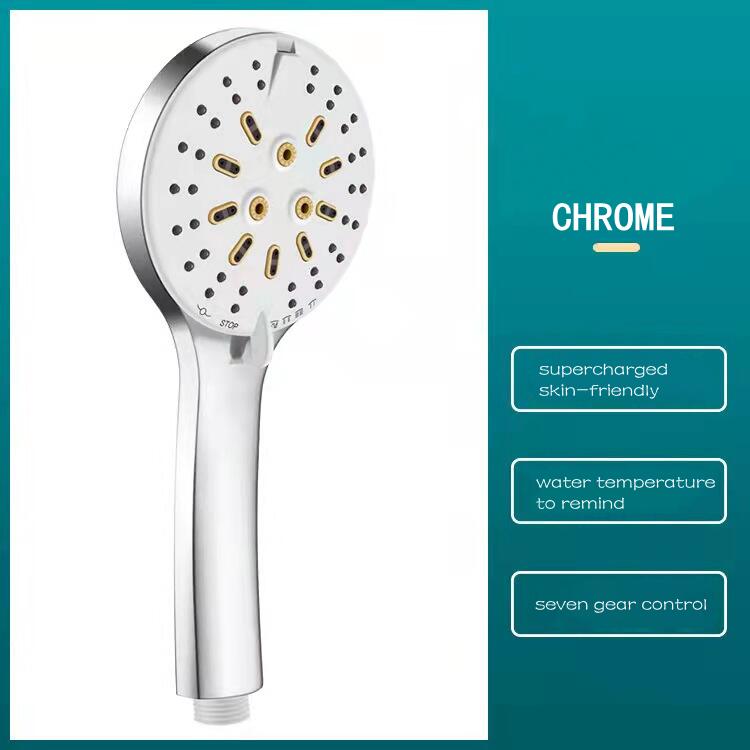 Zwarte Hand Held Douche Hoge Druk Waterbesparende Regendouche Badkamer Accessoires Abs Chrome Holder Douchekop: CHROME