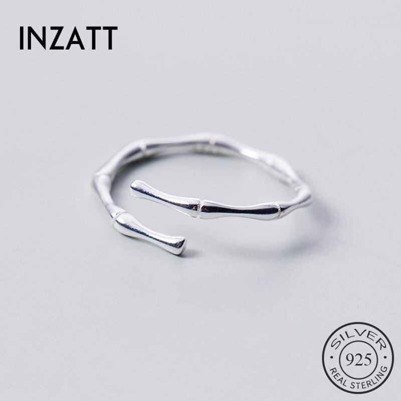 INZATT Real 925 Sterling Zilver Bamboe Knoop Opening Ring Voor Vrouwen Party Leuke Fijne Sieraden Minimalistische Accessoires