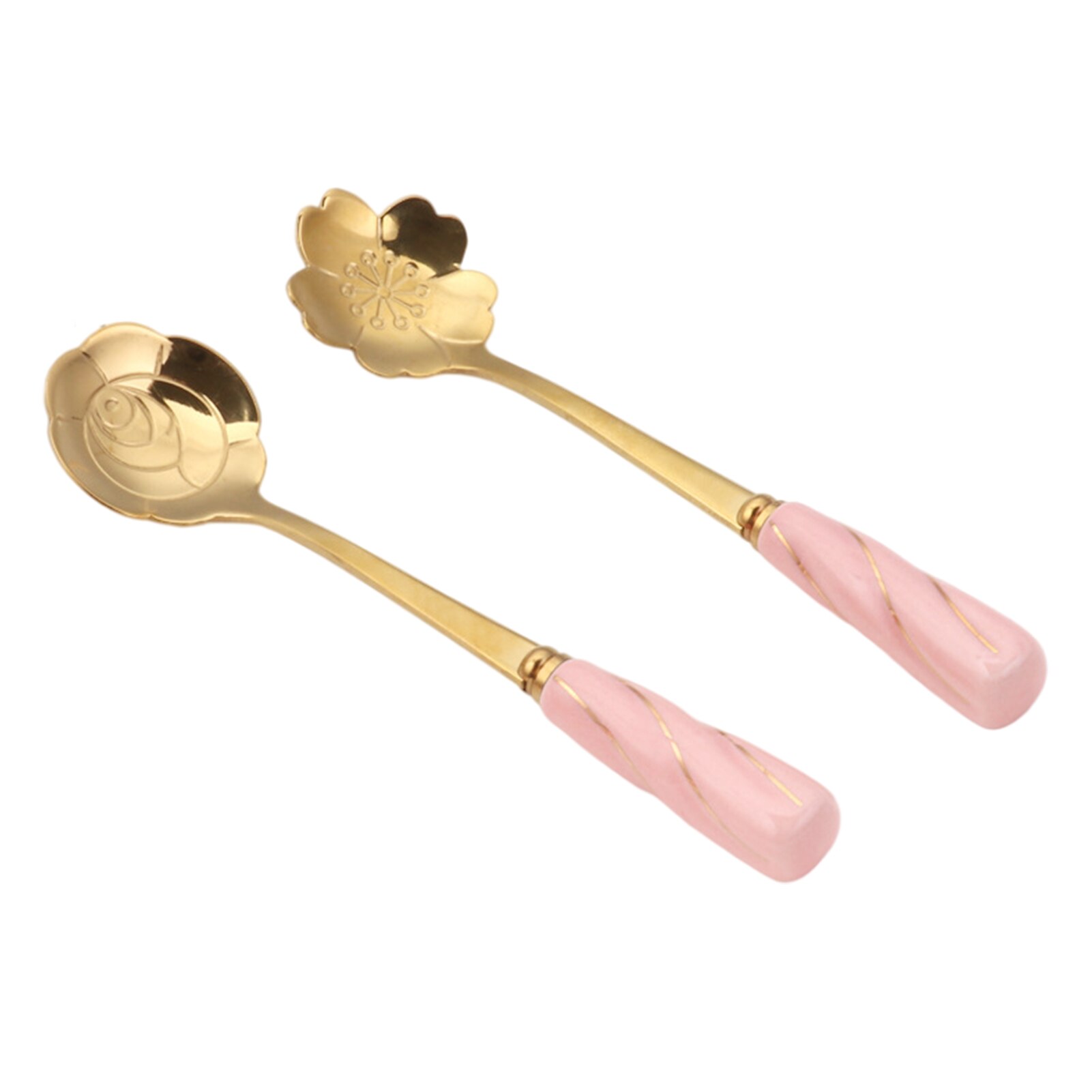 Kersenbloesems Rose Goud Lepels Set Koffielepel Taart Dessert Lepel Creatieve Prachtige Servies Lepels: 02