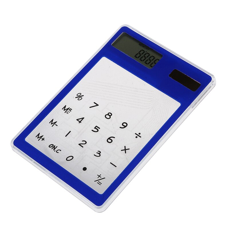 Ultra Thin Touch Screen 8 Digit Solar Power Transparent Calculator Office Supply