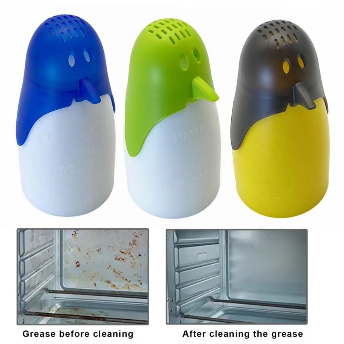 2 kpl pingviinihöyrypuhdistin mikroaaltouunille, keittiökoneelle, vaivaton desinfiointi vedellä, helppo puhdistaa, välttämätön työkalu