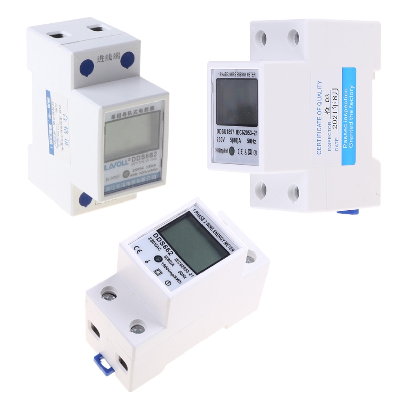 LCD Digital Power Consumption Meter Single Phase Energy Meter Watt kWh 230V AC 50Hz Din Rail