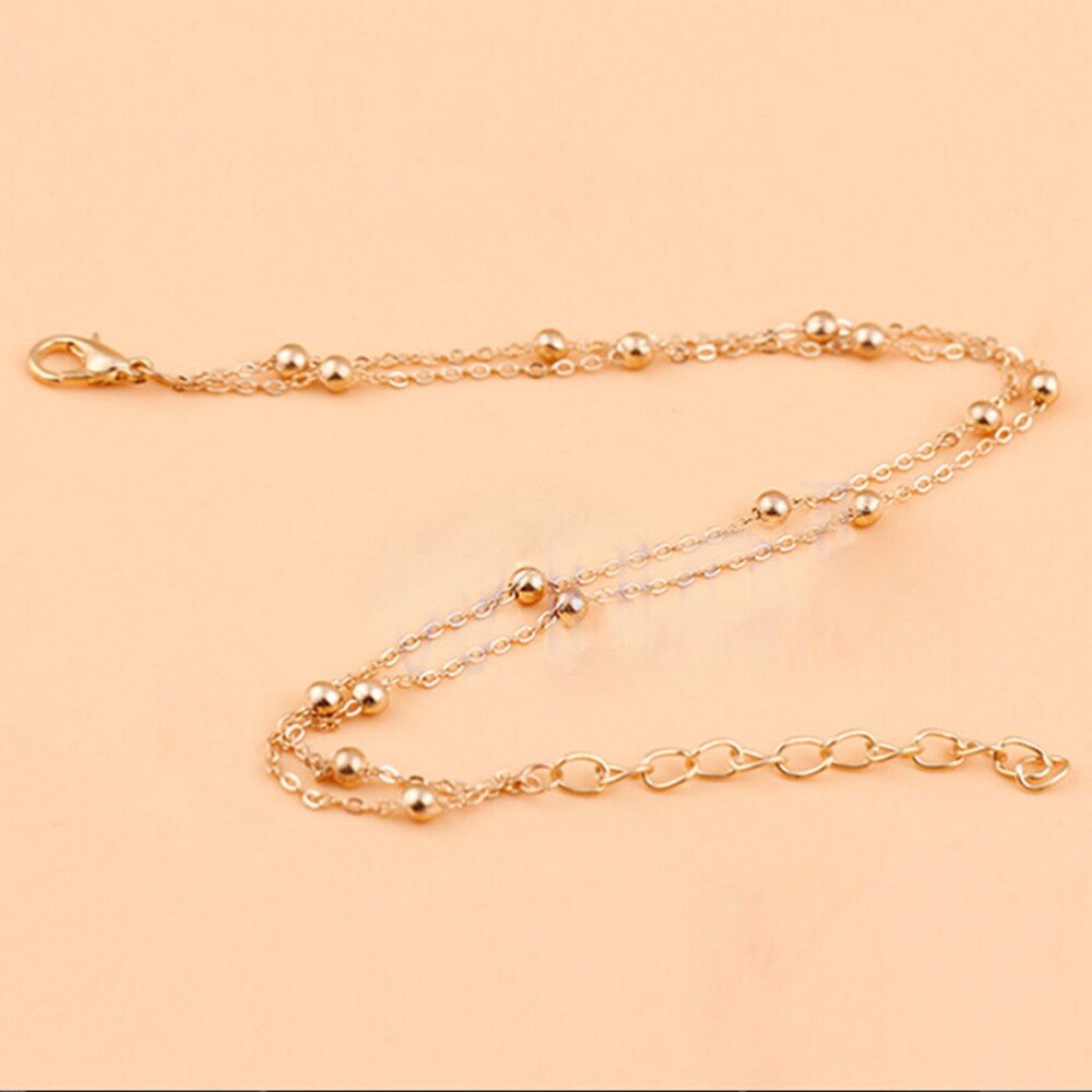 Vrouwen Enkel Armbanden Girl Lady Enkelbandje Sieraden Double Layer Chain Link Kwastje Voet Armband Teen Enkelband Barefoot Strand