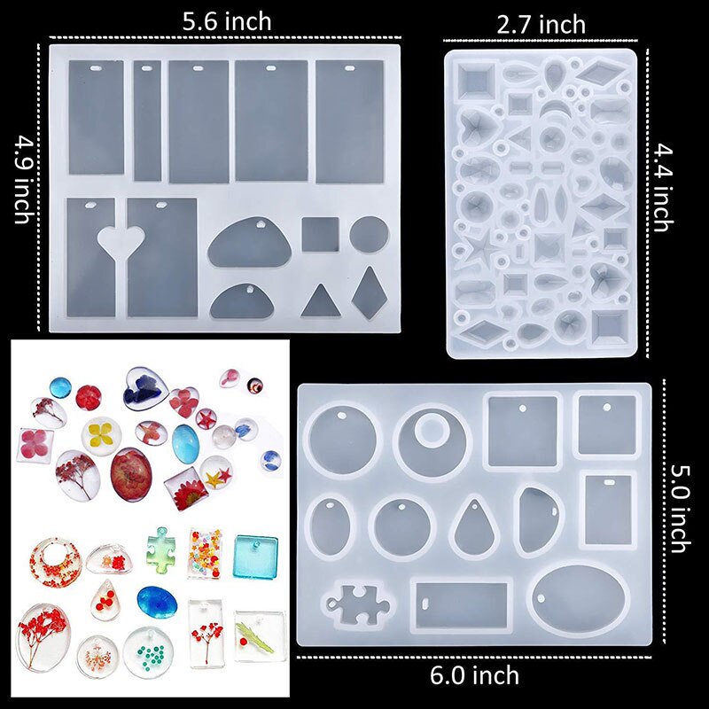 94 Pieces Silicone Casting Molds And Tools Set With A Black Storage Bag For Silicone Casting Mold Diy Jewelry Craft Making