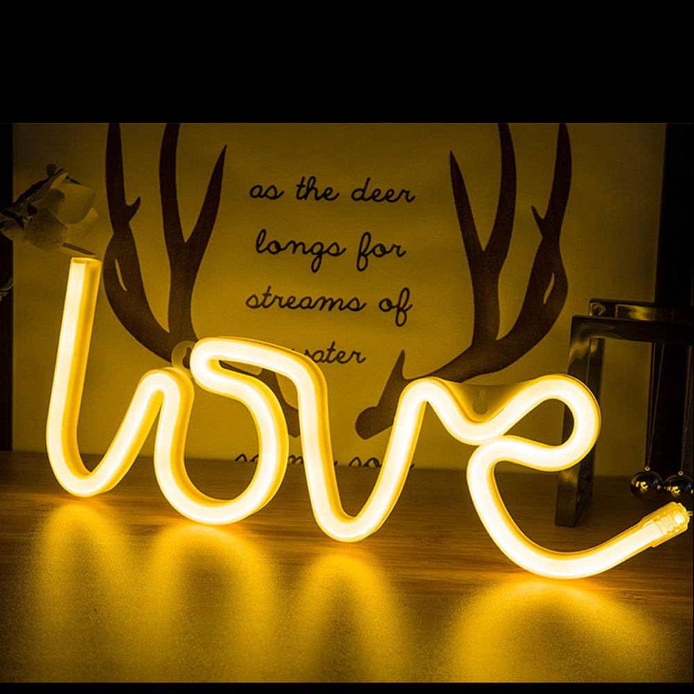 Kærlighed neonskilte lys førte neon natlys lamper usb batteridrevet kunstvæg dekorativt til hjem bryllup soveværelse jul: Varm hvid