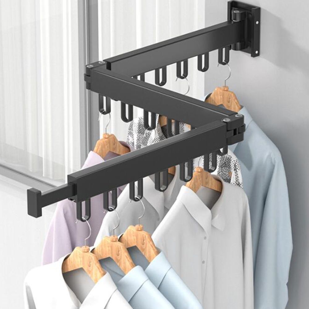 Retractable Folding Clothes Hanger Wall Mount Cloth Drying Rack Home Clothesline Indoor Outdoor Space Saving Clothesline
