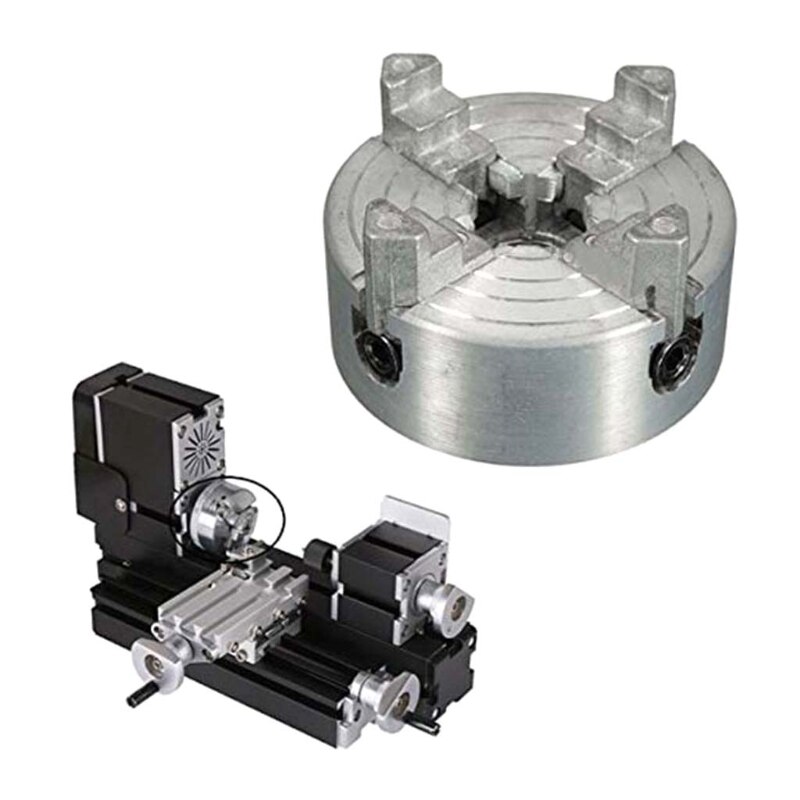 4 Jaw Lathe Chuck Wood Lathe Chuck Wood Turning Clamp Zinc Alloy Silver Milling Drilling Tool Threaded Back for machine M4YD