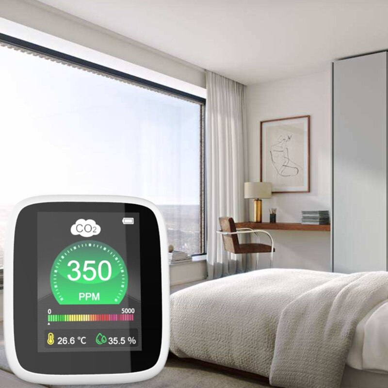 CO2 Detector Carbon Dioxide Air Tester for CO2 Real-Time Data with Alarm Set for Greenhouse Room Hospitals Office Cars