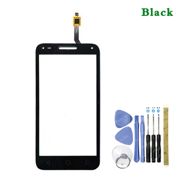 5,0 "para Alcatel One Touch U5 3G 4047D 4047G 4047 OT4047 OT4047D Sensor de pantalla táctil Panel de lente de vidrio exterior: black With Tool