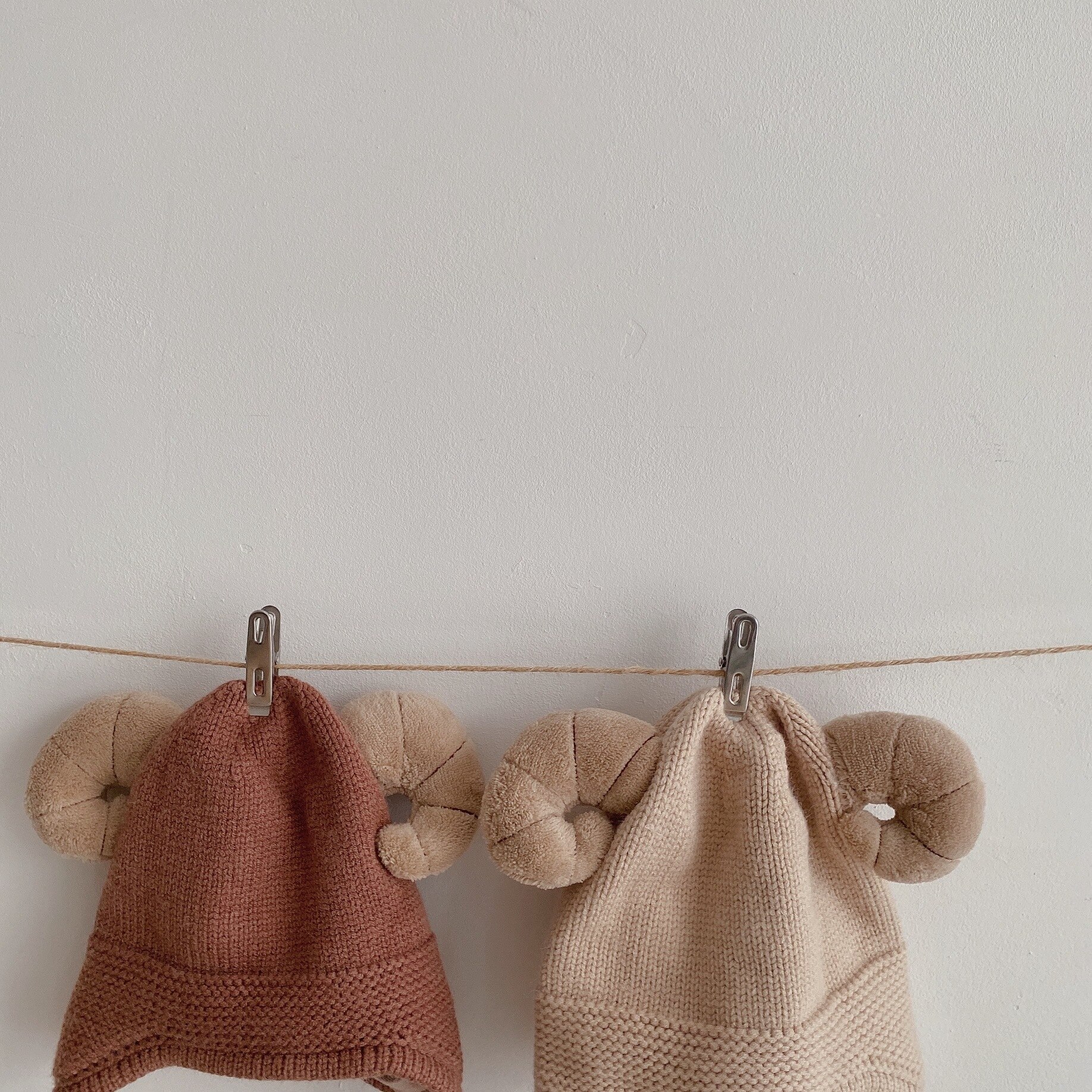 Cartoon naaien mutsen voor jongens en meisjes fotografie rekwisieten herfst kinderhoorn wollen hoed meisjeshoed