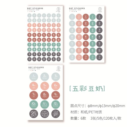 Kirjain numero väri pisteet päiväkirja koristeellinen kawaii japanilainen paperitavara pyöreä tarrat scrapbooking tee-se-itse päiväkirja albumi tikku etiketti: 2