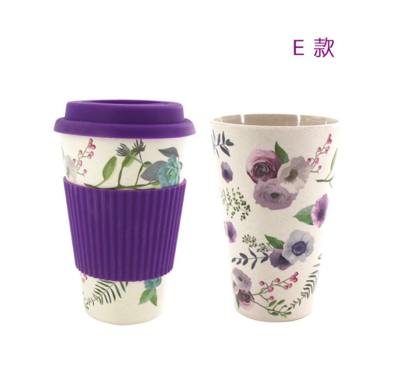 Genanvendelige bambus fiber kaffe kop krus kaffe rejse krus drikke vand krus sund: Lilla