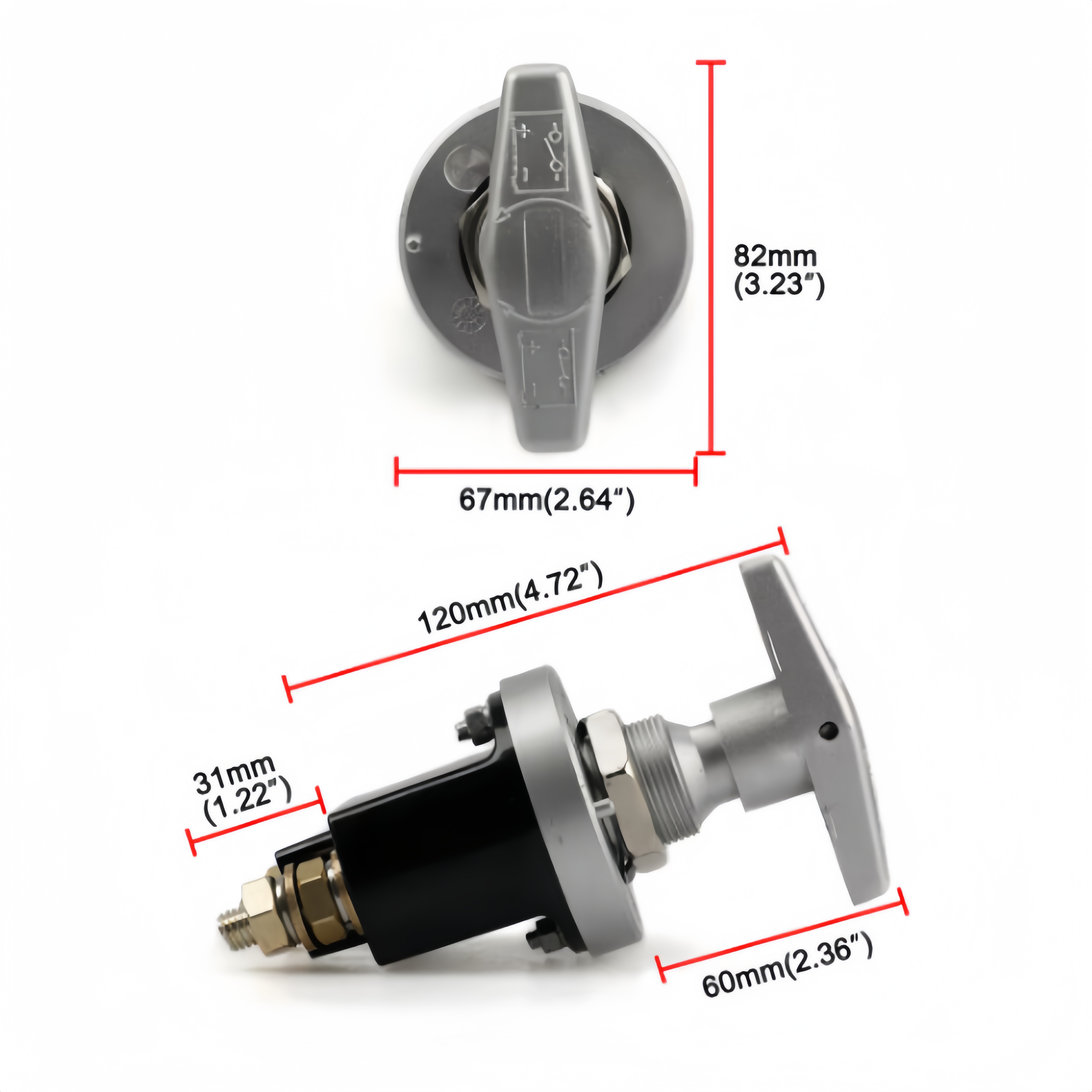 Heavy Duty Battery Kill Switch with 1500 Amp Rush Keep It Clean BATKD2 muscle Car Battery Isolator Disconnector YC101587