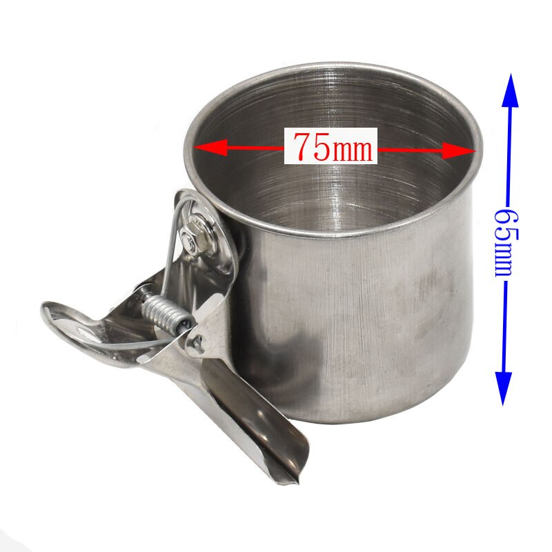 1pcs rvs single cup Vogel Papegaai Feeder Voedsel Water Voerbak Huisdier Kooi Clip Cup Dispenser Dierbenodigdheden