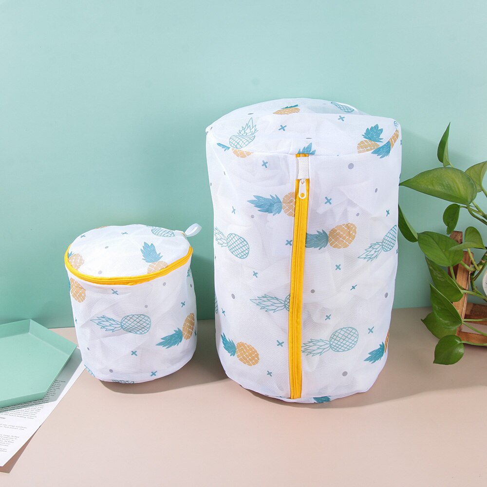 Washing Machine Pouch Pineapple Cactus Printing Zippered Mesh Laundry Bag Polyester Bags For Underwear Sock Pouch Clothes Bra