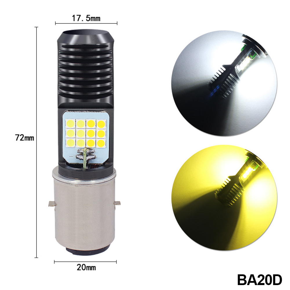 H4 LED Motorfiets Koplamp BA20D P15D 3030 24 MSD LED Gloeilampen Dual Kleur Wit Geel Plug En Play Voor ATV bromfiets: legergroen
