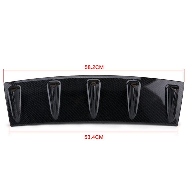 Universal Car Rear Bumper Lip Diffuser 5 Fin Shark Fin Style Carbon Fiber Bumper Spoiler Car Styling