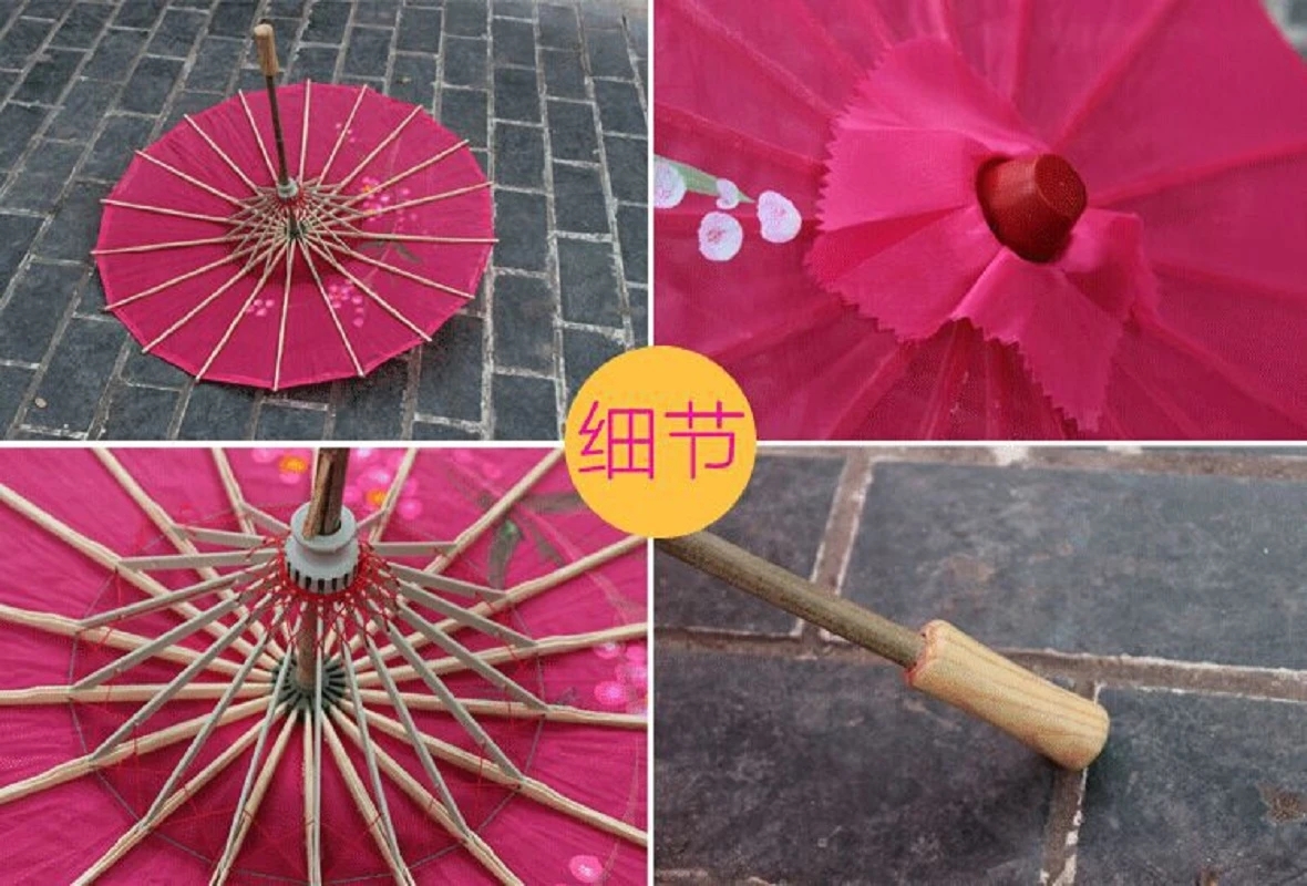 Paraguas de arte chino, sombrilla de seda con marco de bambú para boda, de cumpleaños, novia, dama de honor, de flores pintadas a mano, 1 piezas