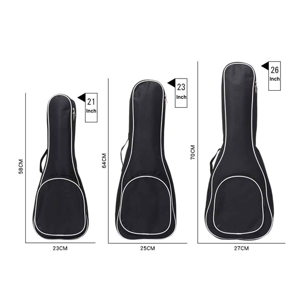 21/23/26 Inch Waterdicht Schokbestendig Ukulele Tas Rits Opbergvakken Verdikte Gewatteerde Zwarte Oxford Doek Rugzak Case