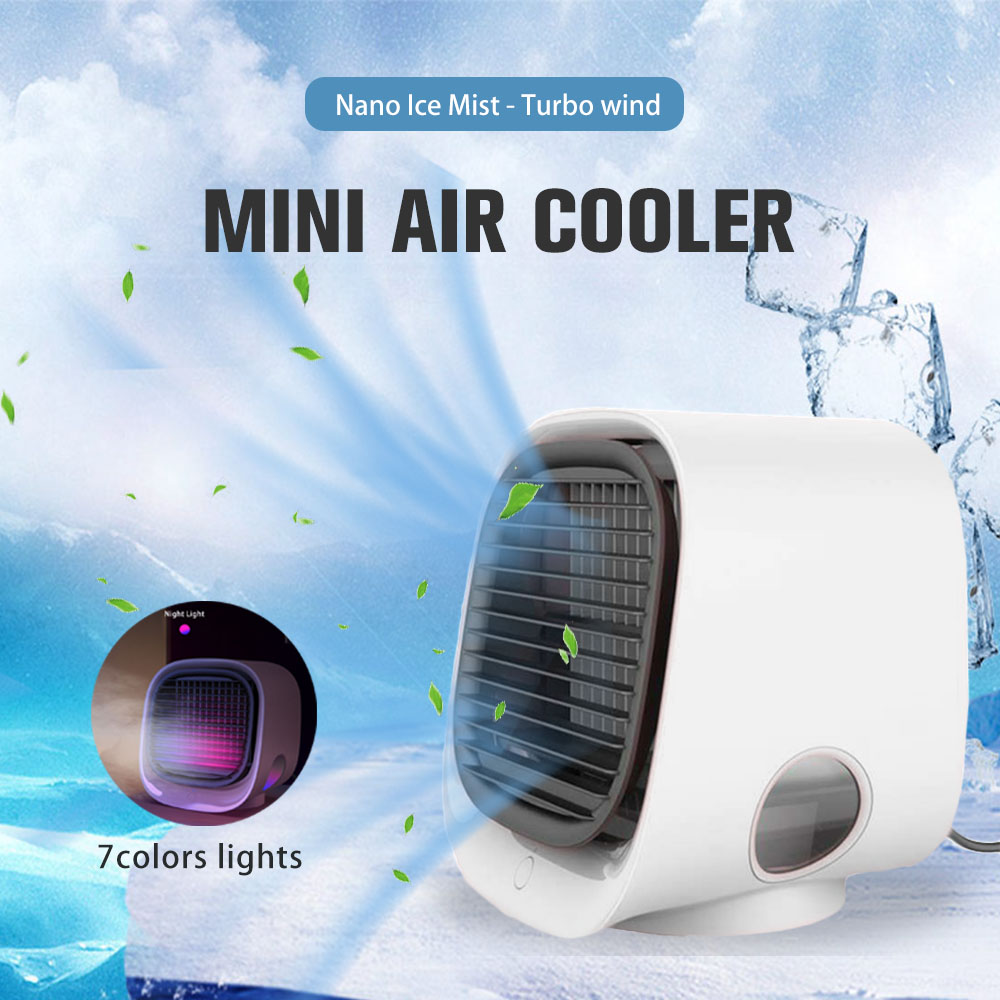 Mini ar condicionado portátil, ventilador refrigerador de ar usb desktop umidificador purificador verão ar ventilador resfriador com tanque de água para casa escritório