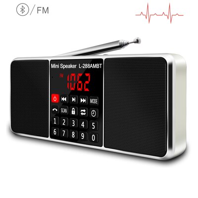 Lefon Digitales tragbares Radio AM FM Bluetooth-Lautsprecher Stereo-MP3-Player TF SD-Karte USB-Laufwerk Freisprechanruf wiederaufladbare Lautsprecher: Goldene