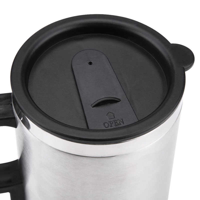 Hervidor eléctrico de acero inoxidable para coche, taza de calentamiento de agua de 450ml, 12V, para café, té, leche, con buen sellado
