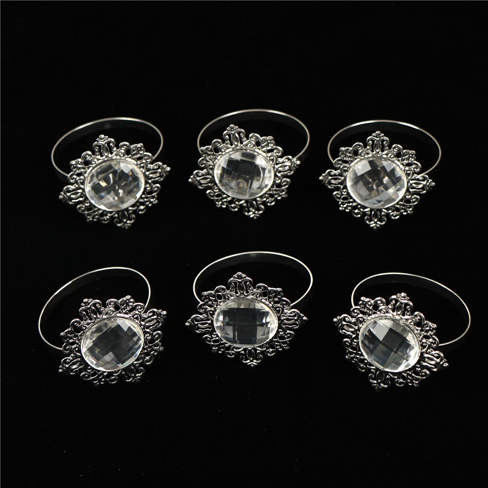 6 Pcs Christmas Snowflake Shaped Napkin Rings Dinning Table Setting Christmas Snowflake Napkin Button Napkin Ring: Acrylic
