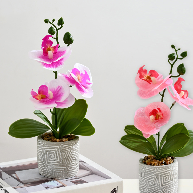 Orchidée papillon simulée, plante artificielle créative en pot, sans arrosage, Table à manger réutilisable, bonsaï décoratif pour la maison et le bureau