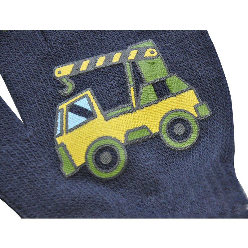 Inverno quente luvas para crianças 6-12years 6 cores engrossado crianças bebê mittens esportes ao ar livre pequeno padrão do veículo de construção