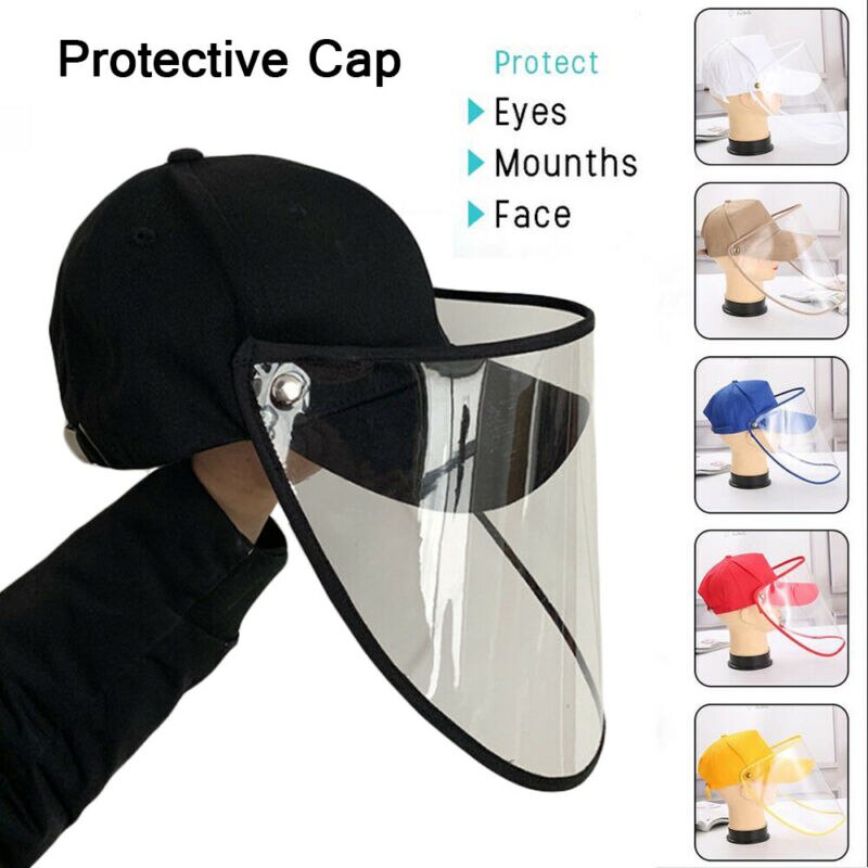 Peaked Hat w/ Protective Clear Shield Outdoor Saliva-proof Dust-proof Sun Visor Cap+Protective Clear Masks Face Shield Outdoor