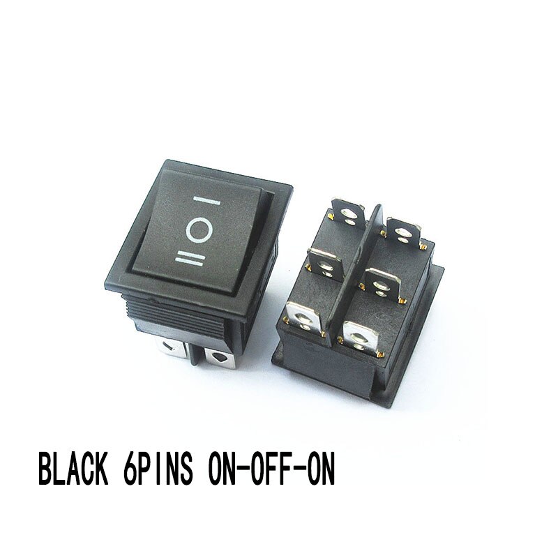 5PCS KCD4 Rocker Switch 2/3 Position 4/6 Pins Electrical Equipment With Light Power Switch Switch 16A 250VAC/ 20A 125V ON-OFF-ON: 6P  ON-OFF-ON BLACK