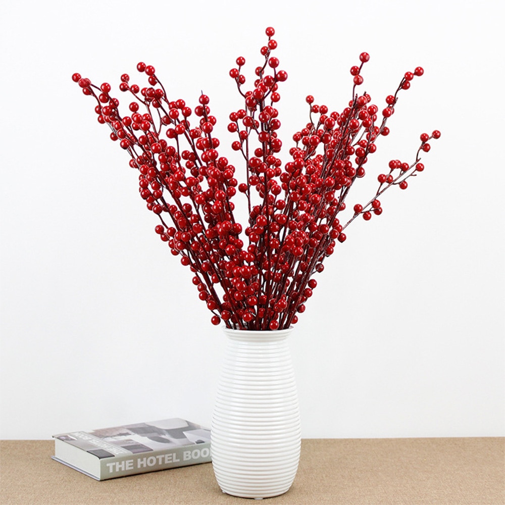 Kerst Kunstmatige Bessen Tak 3 Vorken Berry Kunstmatige Pine Cone Voor Kerstdecoratie Simulatie Plant