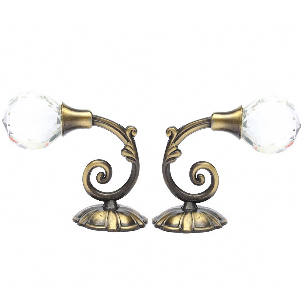 Ganchos grandes de Metal para cortina, ganchos de bola de cristal con borla para pared, soporte de suspensión, varillas de cortina, accesorios de almacenamiento para el hogar, 2 unids/par: C
