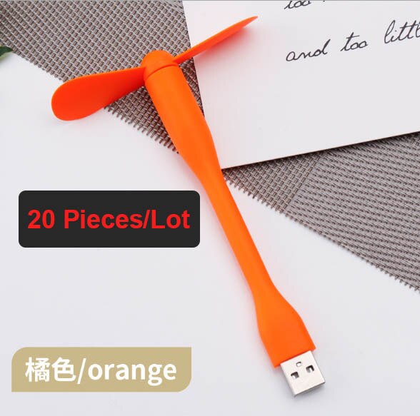 20 pieces/lot USB Fan Flexible Portable Mini Fan and USB LED Light Lamp Book For Power Bank Notebook Computer Summer Gadget: Orange Fan