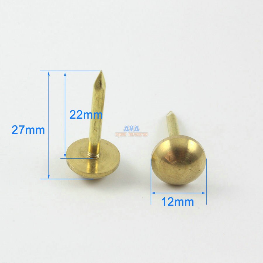 20 Pieces Solid Brass Upholstery Tacks Nails 12x27mm